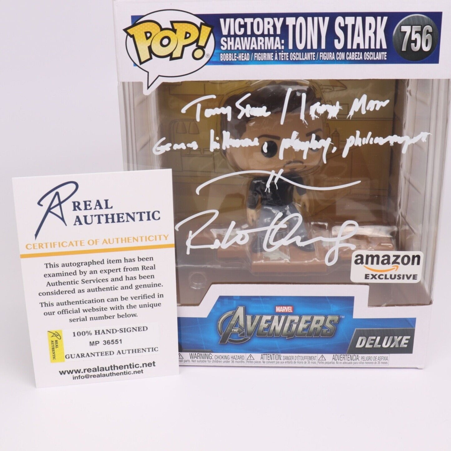 Tony Stark Funko Pop Victory Shawarma #756 Autographed by Robert Downey Jr. COA